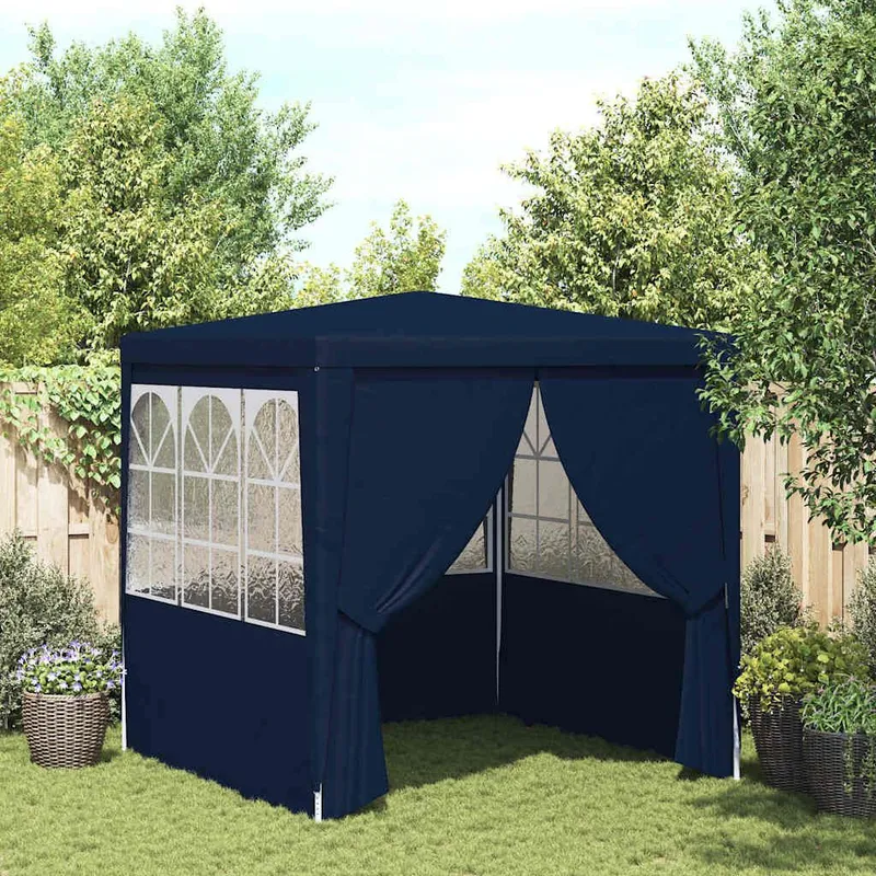 Profi-Partyzelt mit Seitenwänden 2,5x2,5 m Blau 90 g/m²