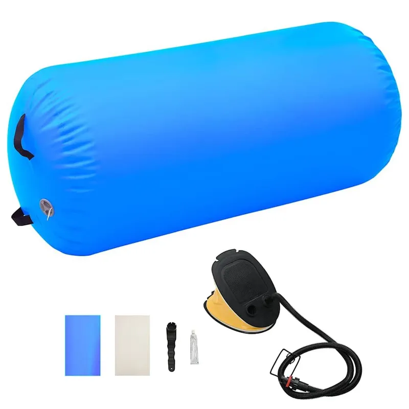 Rouleau gonflable de gymnastique avec pompe 120x90 cm PVC Bleu