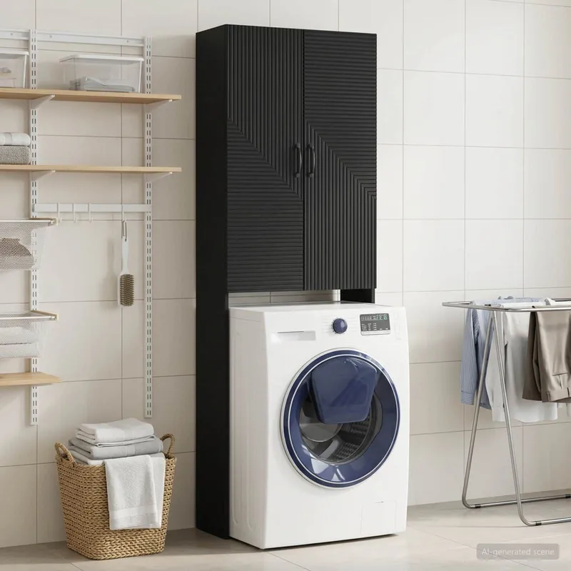 Armoire de toilette HAARLEM Noir 66 x 25,5 x 190 cm