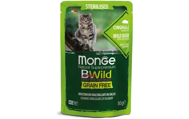 Monge Nassfutter Katze Bwild GF Sterilisiert Wildschwein 85g