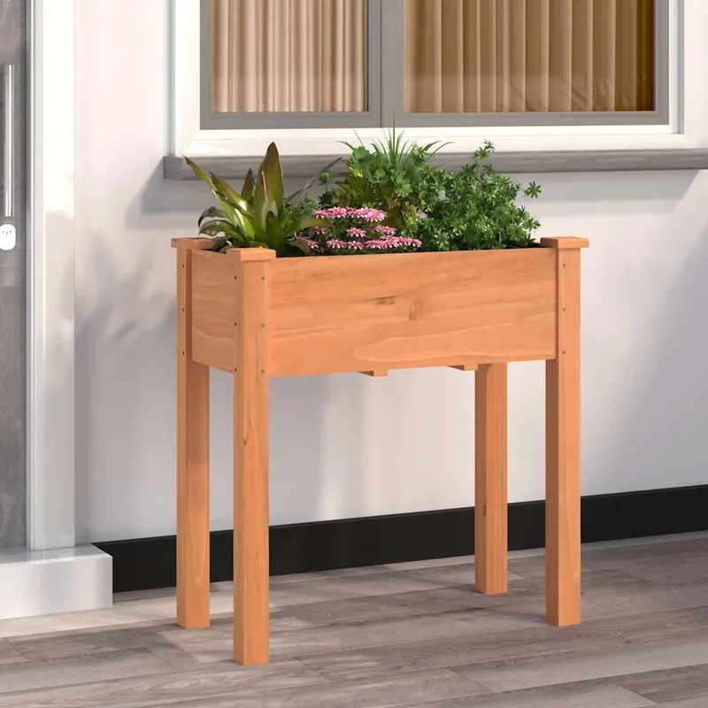 Jardinière avec doublure marron 71x37x76cm bois massif de sapin
