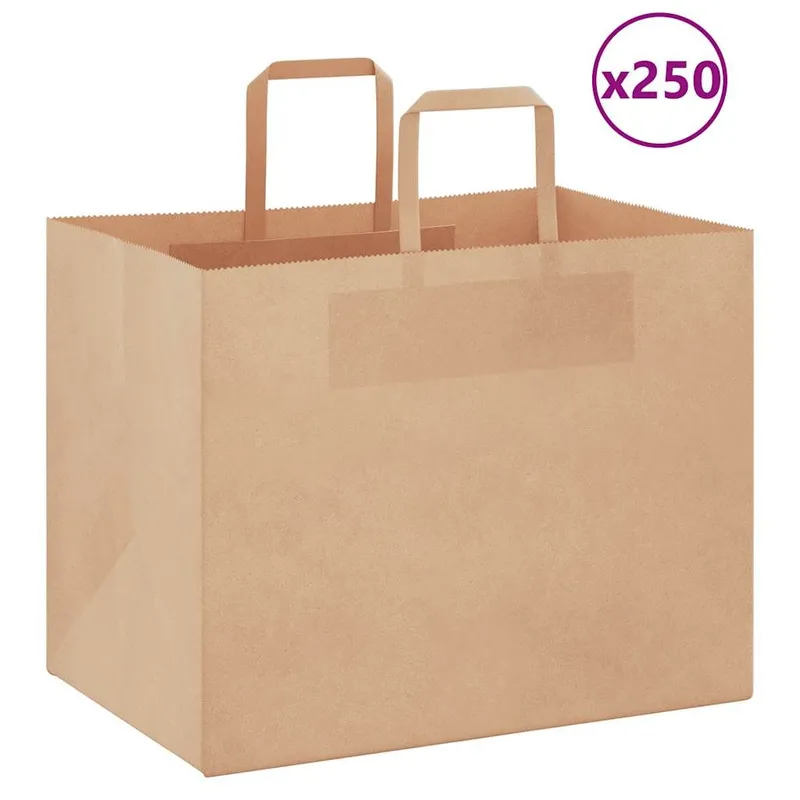 Papiertragetaschen 250 Stk. mit Henkeln marrone 32x22x24 cm