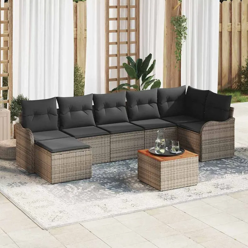 Gartensofa-set 8 stk. Grau Poly-Rattan