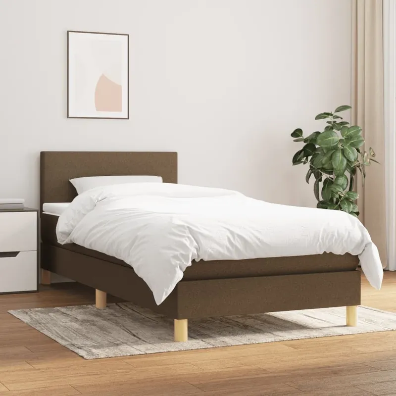 letto boxspring mit Matratze Dunkelbraun 90x200 cm tessuto