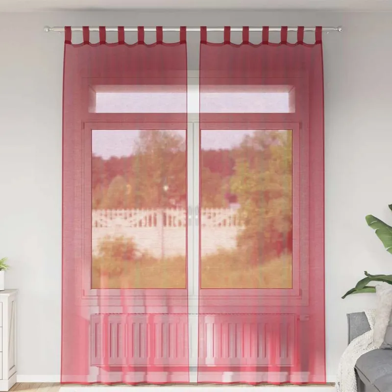 Voile Vorhänge mit Schlaufen 2 Stk. Weinrot 140x260 cm