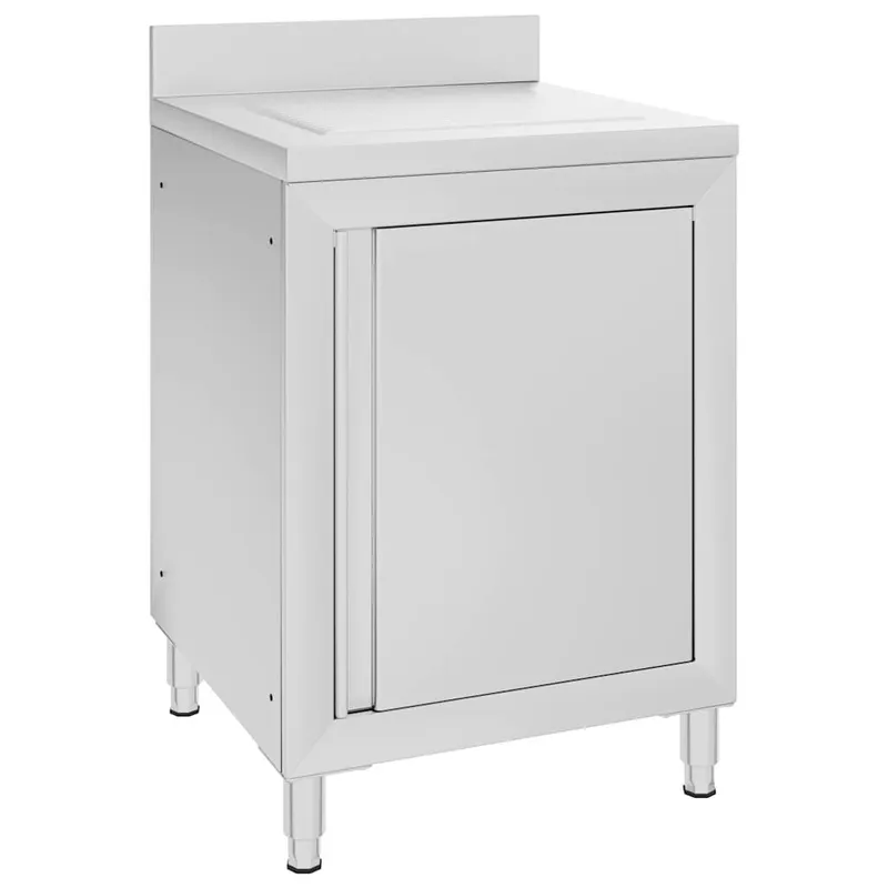 Gastro-Küchenschrank con Abtropffläche acciaio inox