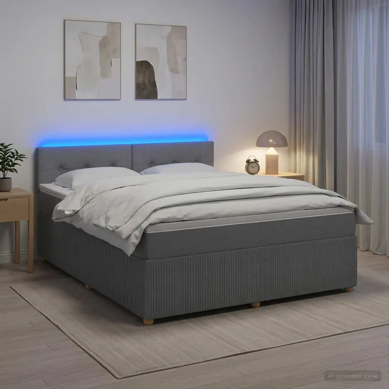 Boxspringbett mit Matratze Hellgrau 160 x 200 cm Stoff
