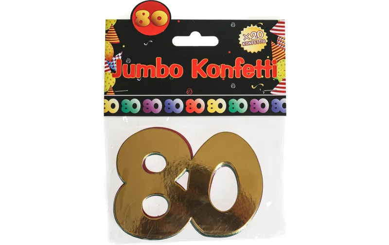 Trendcompany Konfetti 80. Geburtstag 7.5 x 10 cm, multicolore, 20 pièces