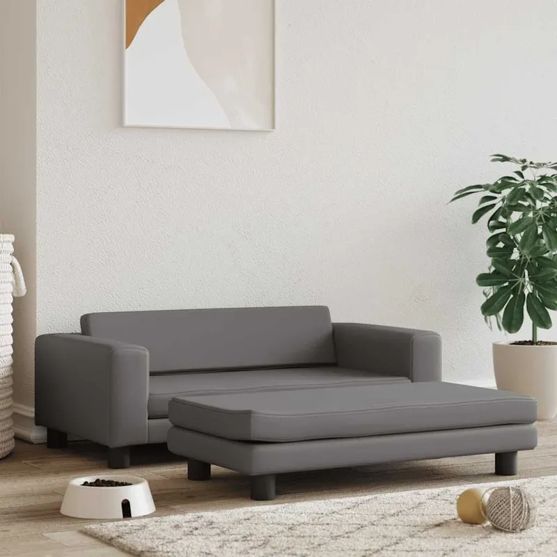 Lit pour chien avec extension gris 100x50x30 cm similicuir