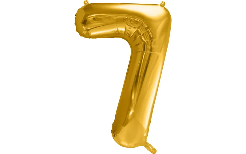 Partydeco Folienballon Zahl 7 gross 86 cm, gold, 1 pieces
