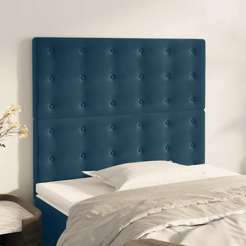 Tête de lit Bleu foncé 100x5x118/128 cm Velours