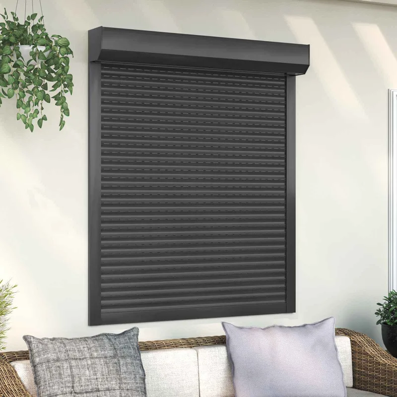 Rollladen Anthrazit 110 x 130 cm Aluminium und Polyurethan