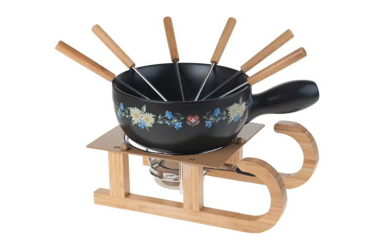 Nouvel Käsefondue-Set Schlitten 9 Teile, nero