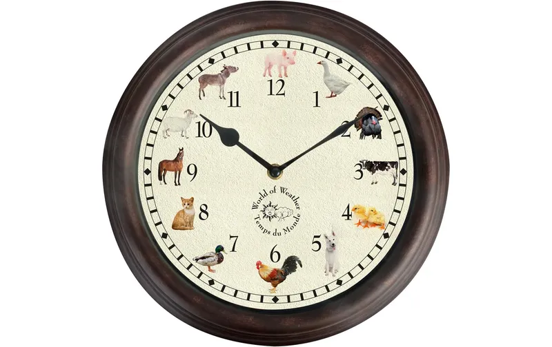 Esschert Design Gartenuhr mit Bauernhoftiergeräuschen ø 30 cm, multicolore
