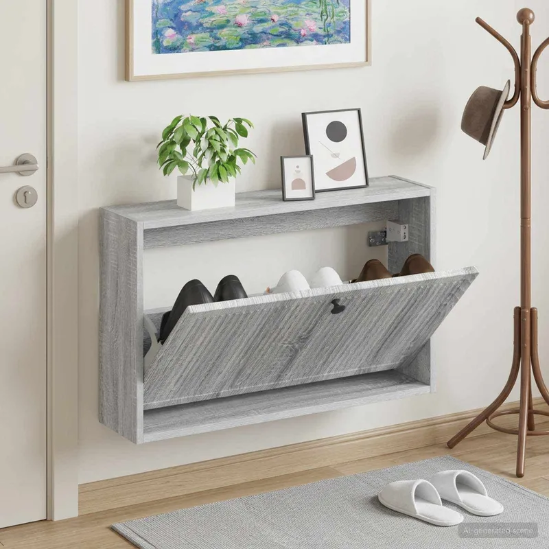 Cabinet à chaussures mural EDE 71 x 17 x 43 cm Sonoma gris