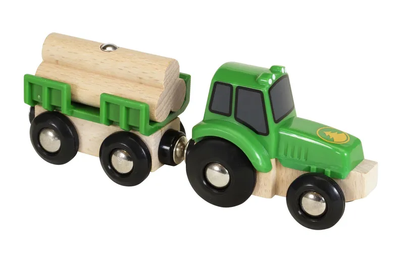 BRIO BRIO World Traktor con Holz-Anhänger
