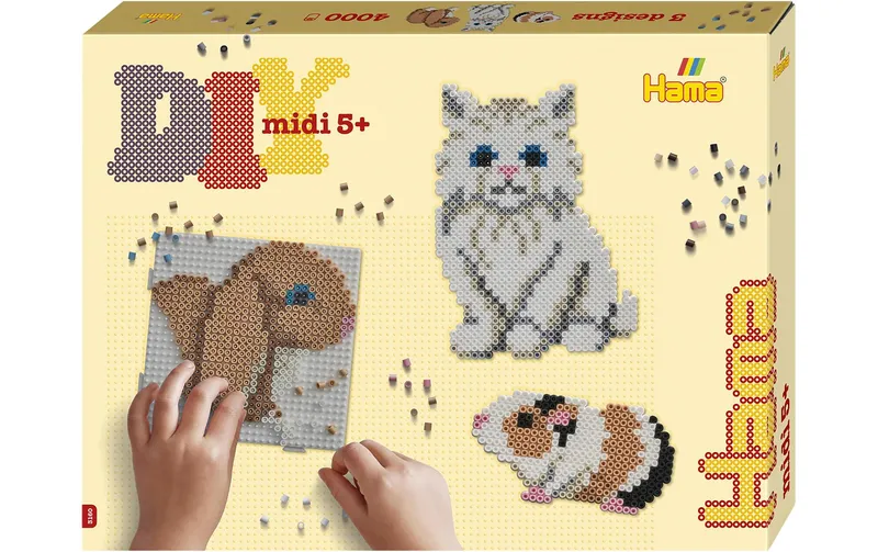 Hama Bügelperlen-Set Midi Haustiere 4000 Stück Mehrfarbig