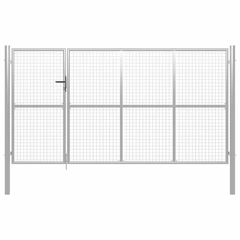 Cancello da Giardino in Acciaio 350 x 150 cm Argento