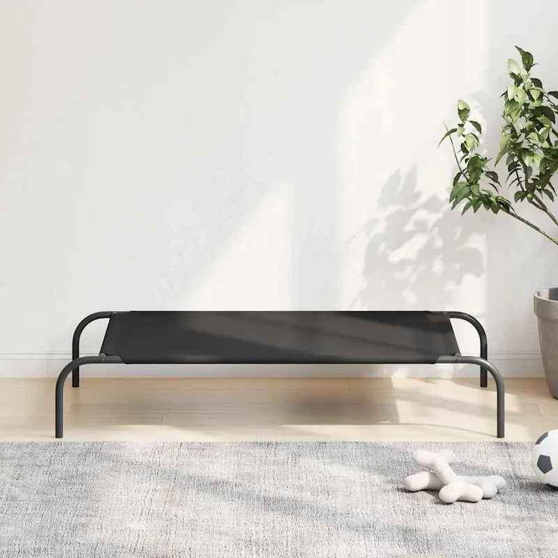 Hundebett Erhöht Schwarz 110x65x20 cm Oxford-Gewebe und Stahl