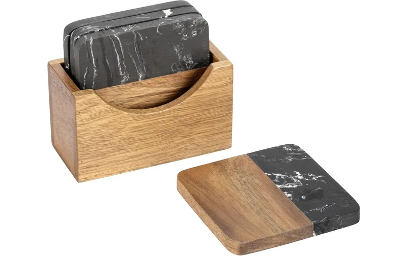 Wenko Glasuntersetzer Atami 10 x 10 cm, 4 pieces, black/brown