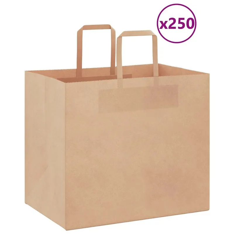 Papiertragetaschen 250 Stk. mit Henkeln Braun 32x22x28 cm