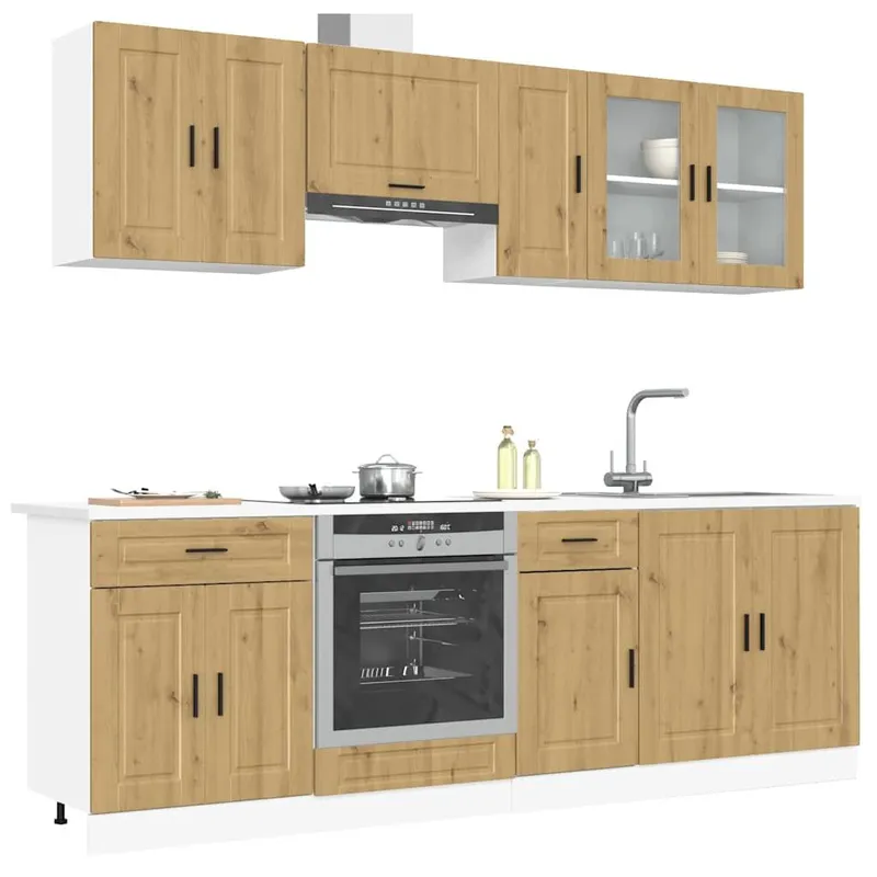 8-tlg. Küchenschrank-Set Kalmar Artisan-Eiche derivato del legno