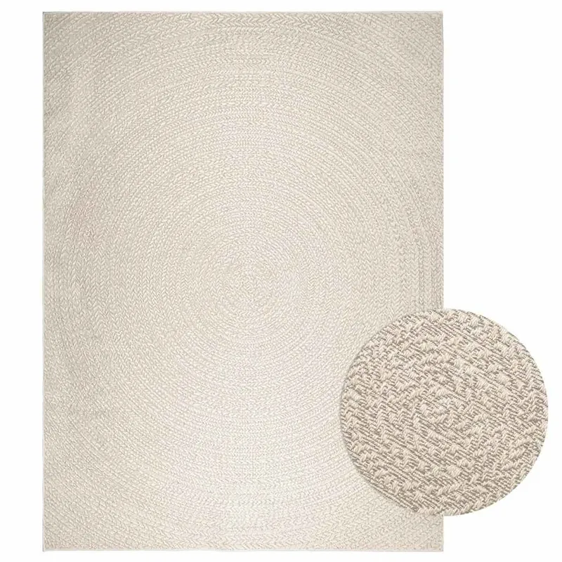 Tapis ZIZUR crème 240x340 cm aspect de jute intérieur extérieur