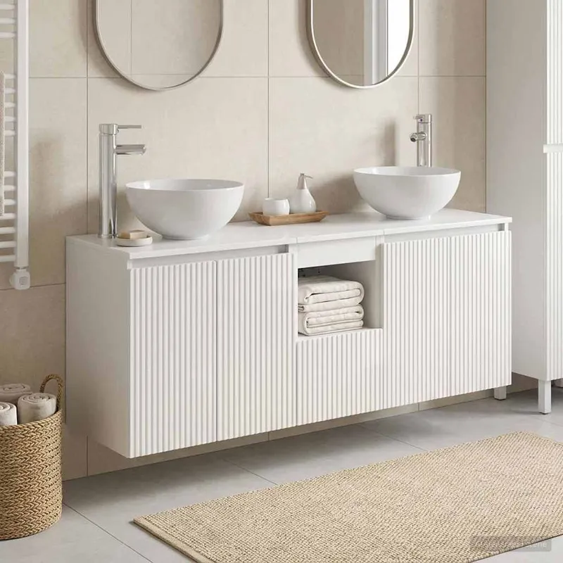 Ensemble d'armoire de salle de bain 3 pc Blanc brillant