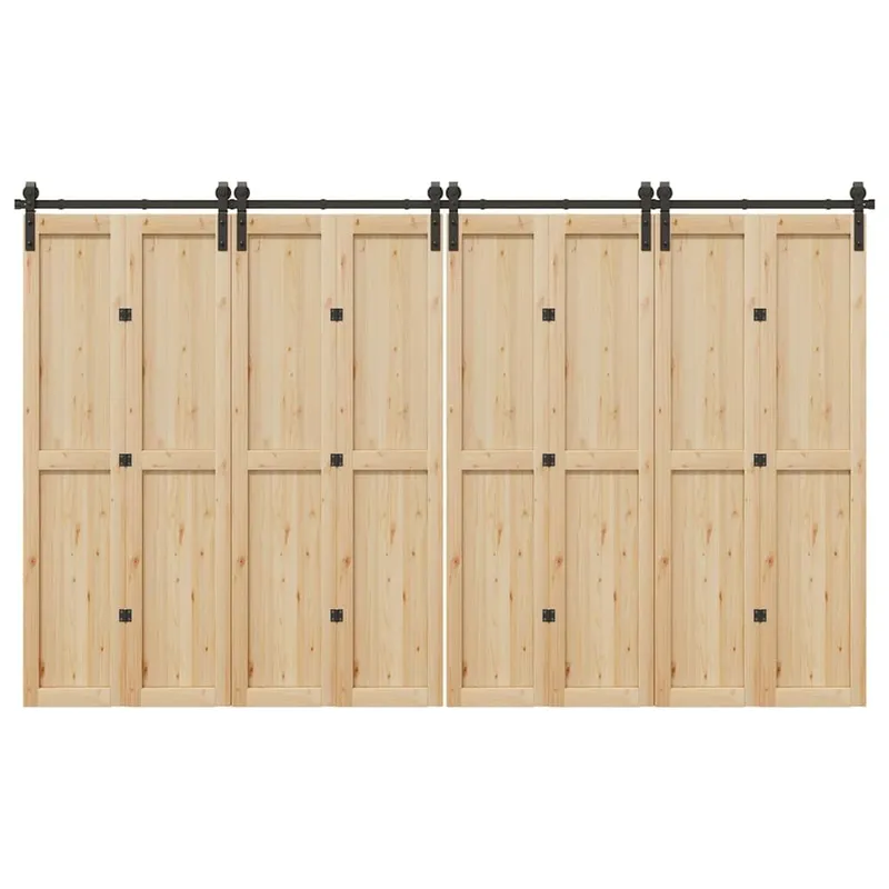 Kit de quincaillerie de porte coulissante 366 cm acier noir