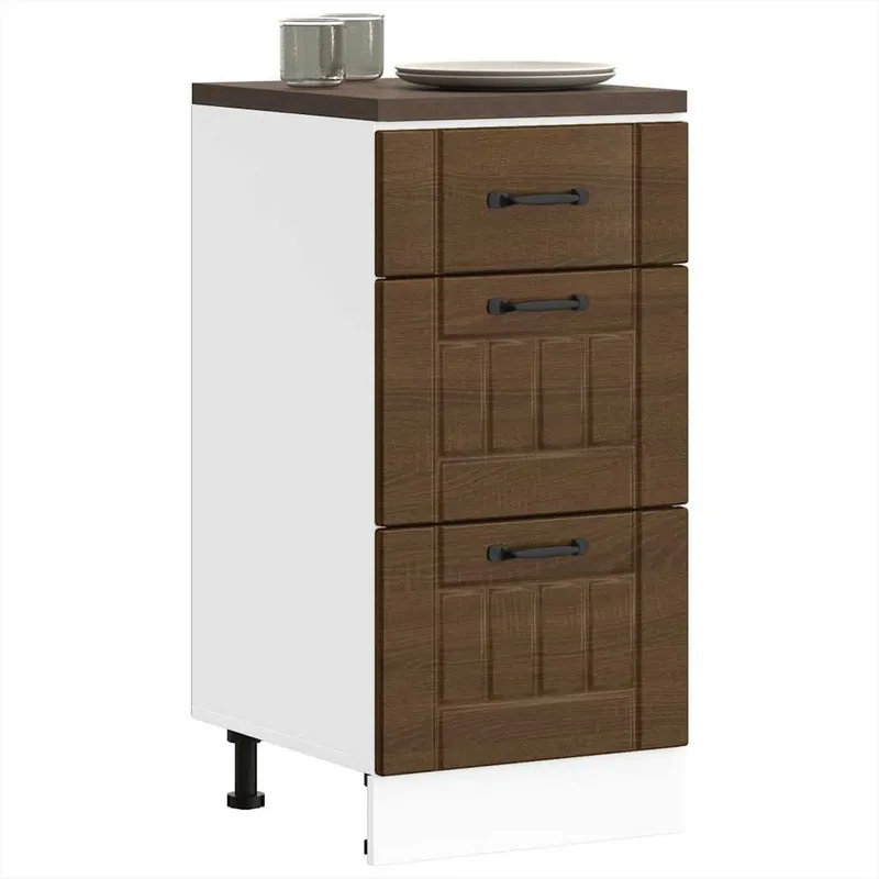 Küchen-Unterschrank Lucca Braun Eichen-Optik Holzwerkstoff
