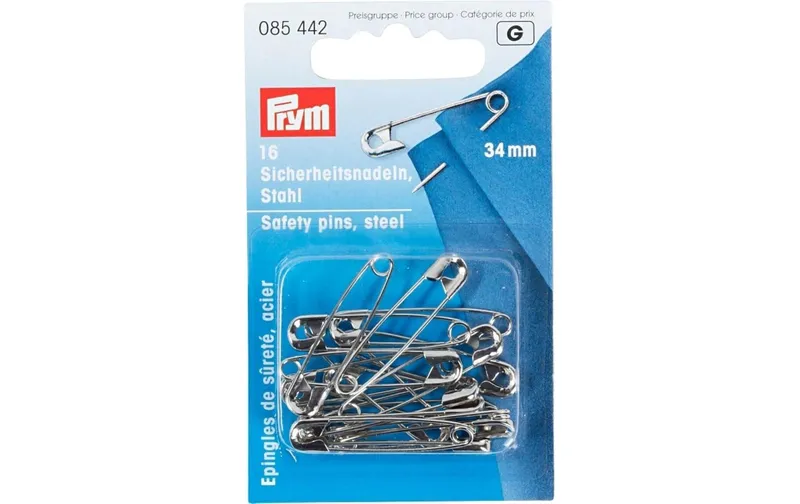 Prym Sicherheitsnadel Nr. 1, 34 mm, 16 pièces