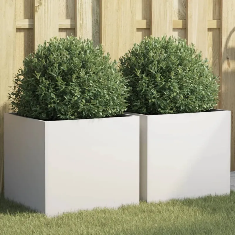 Jardinières 2 pcs blanc 42x40x39 cm acier