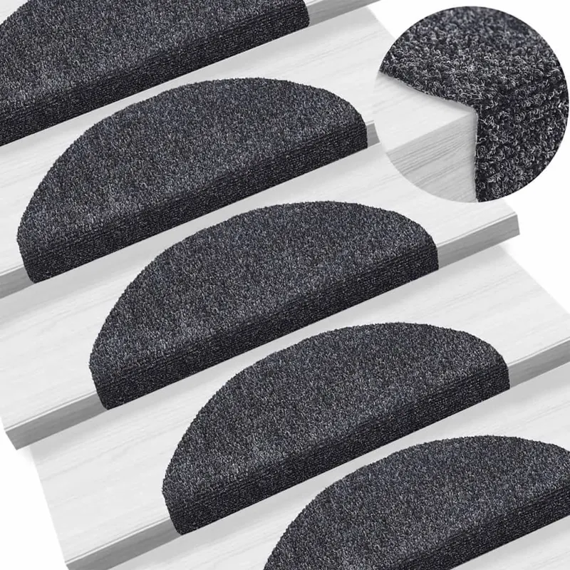 Stufenmatten Selbstklebend 10 Stk. 65x21x4 cm Dunkelgrau Halbrund Groß
