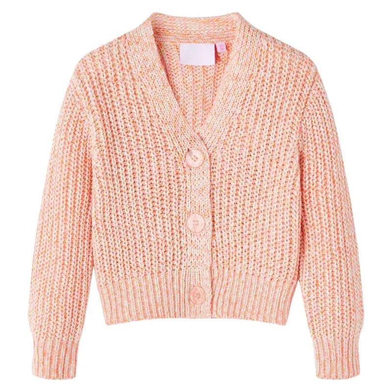 Cardigan pour enfants tricoté rose mélangé 104
