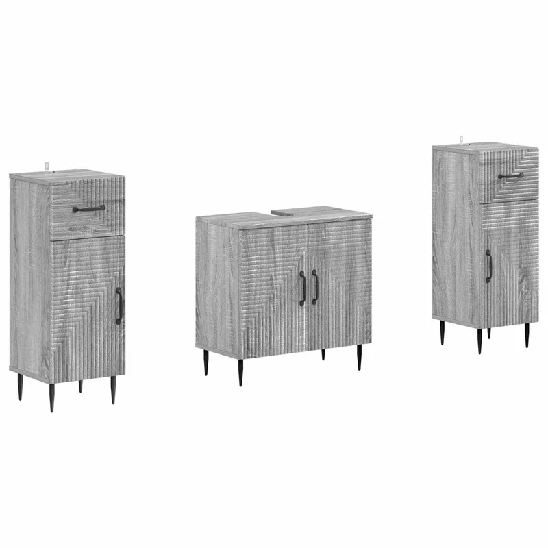 2-teiliges Badezimmer Schrank Set HAARLEM Sonoma-Grau