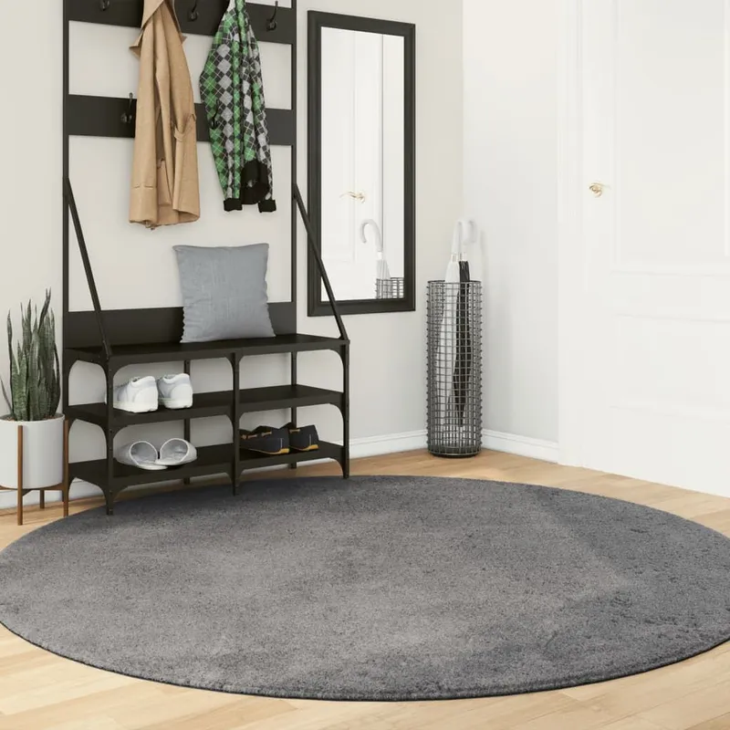 Tapis à poils courts doux et lavable anthracite Ø 200 cm