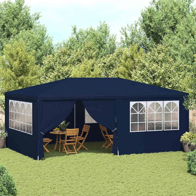 Profi-Partyzelt mit Seitenwänden 4×6 m blue 90 g/m²