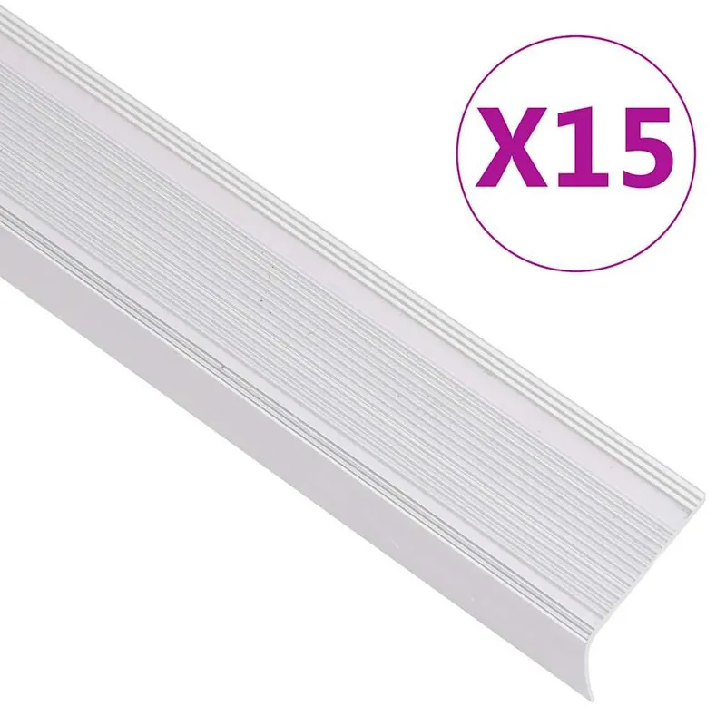 Treppenkantenprofile in L-Form 15 Stk. Aluminium 90 cm Silbern