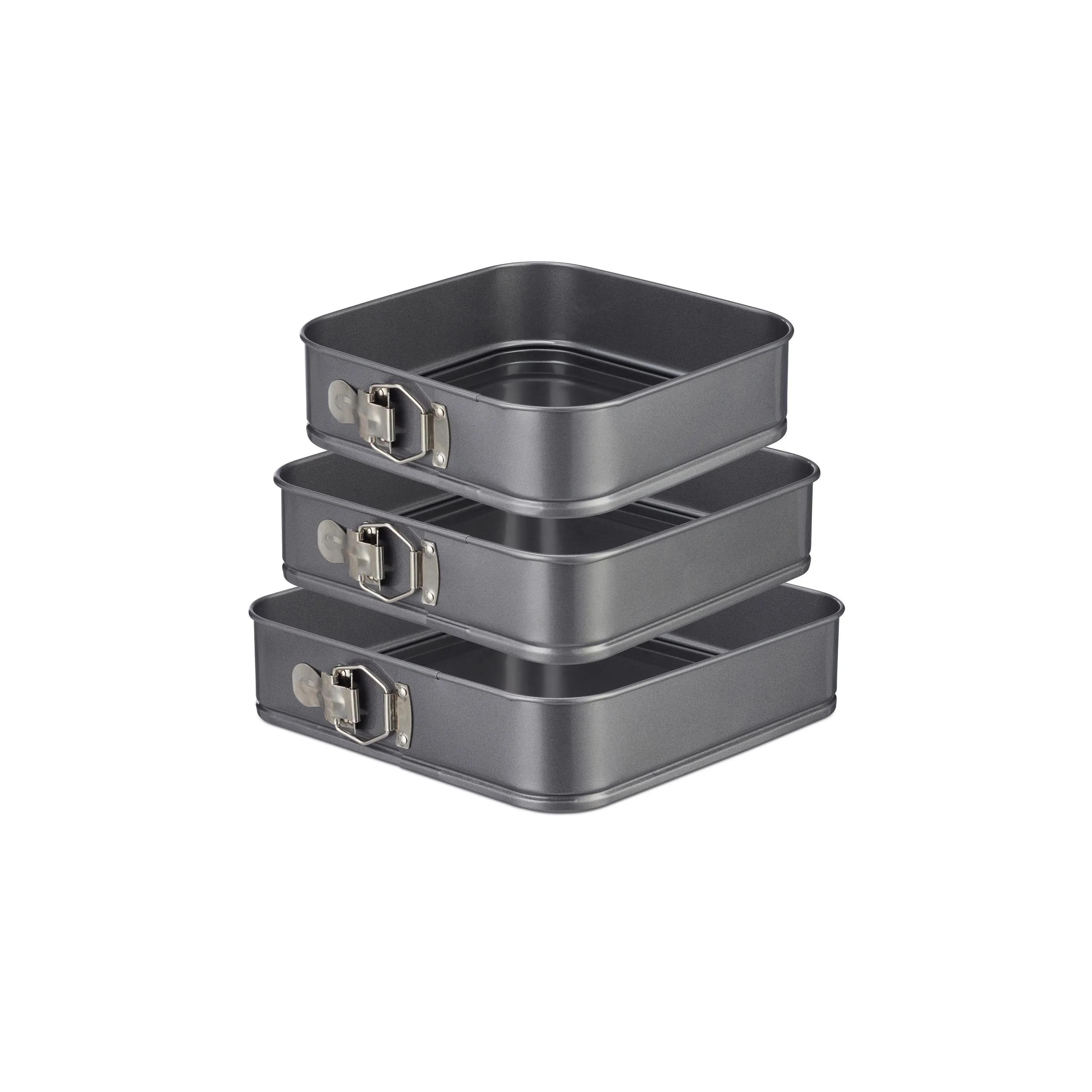 relaxdays Springformen Set 3-teilig Stahl Anthrazit eckig