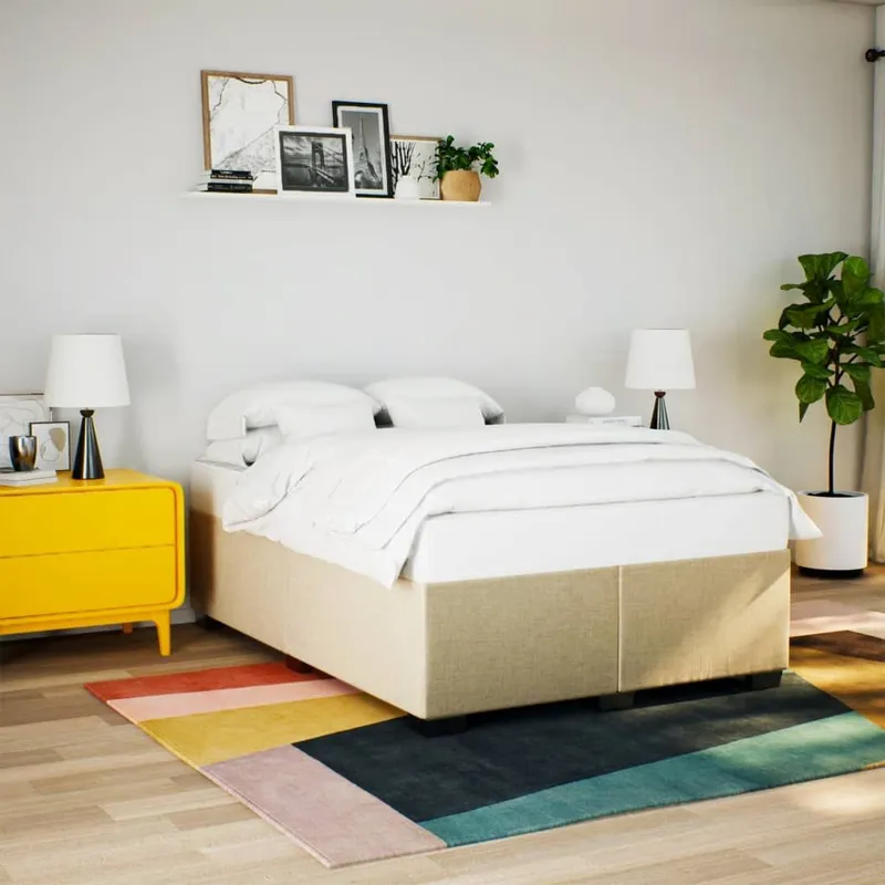 struttura letto senza materasso crema 160x200 cm tessuto