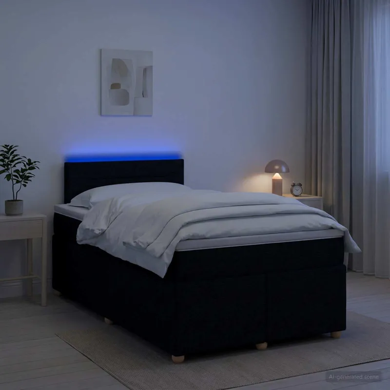 Boxspringbett mit Matratze Schwarz 120 x 190 cm Stoff
