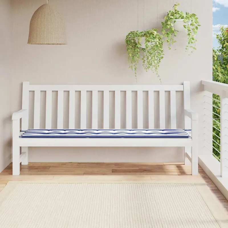 Gartenbank-Auflage blue&white Gestreift 200x50x3 cm fabric