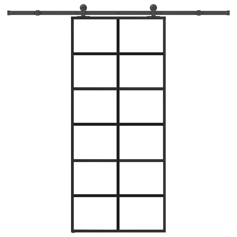 Porte coulissante avec kit de quincaillerie 90x205 cm Verre ESG
