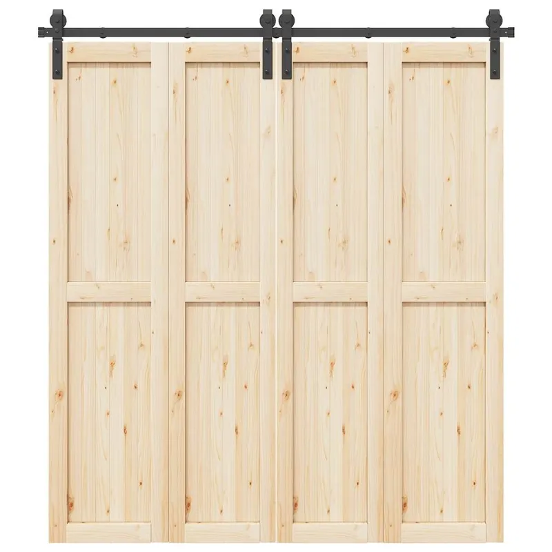 Kit de quincaillerie de porte coulissante 200 cm Acier Noir