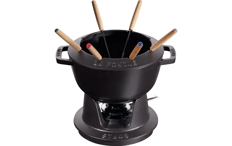 Staub Schokoladenfondue-Set mit 2 Griffen 5 Teile, noir