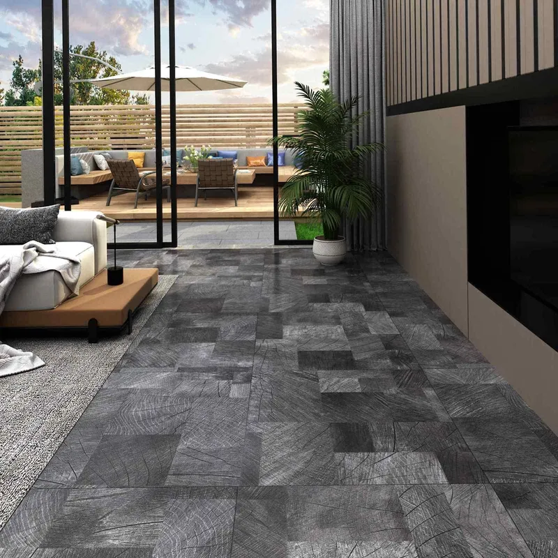 Bodenplanken Holzstruktur grau 5,11 m² 55 Stk. PVC