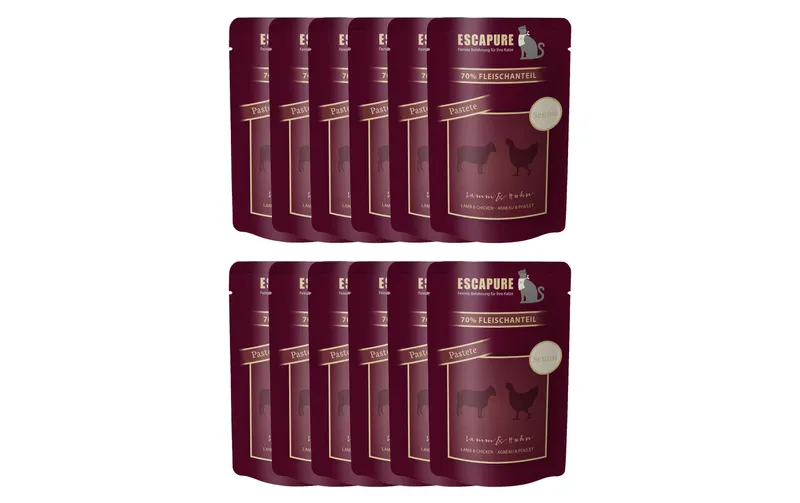 Escapure Nassfutter Pouch Senior Lamm & Huhn, 12 x 100 g