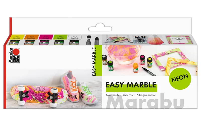 Marabu Marmorierfarbe Easy Marble 6 x 15 ml, Neon