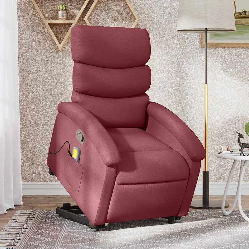 Massagesessel mit Aufstehhilfe Weinrot tessuto
