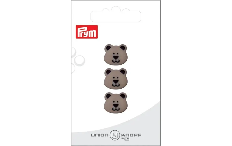 Prym Union Knopf Knöpfe Bär 15 mm, 3 pezzi, grigio